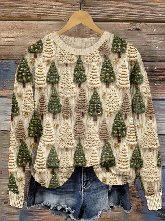 Diana™ | Knitted Sweater with Christmas Trees