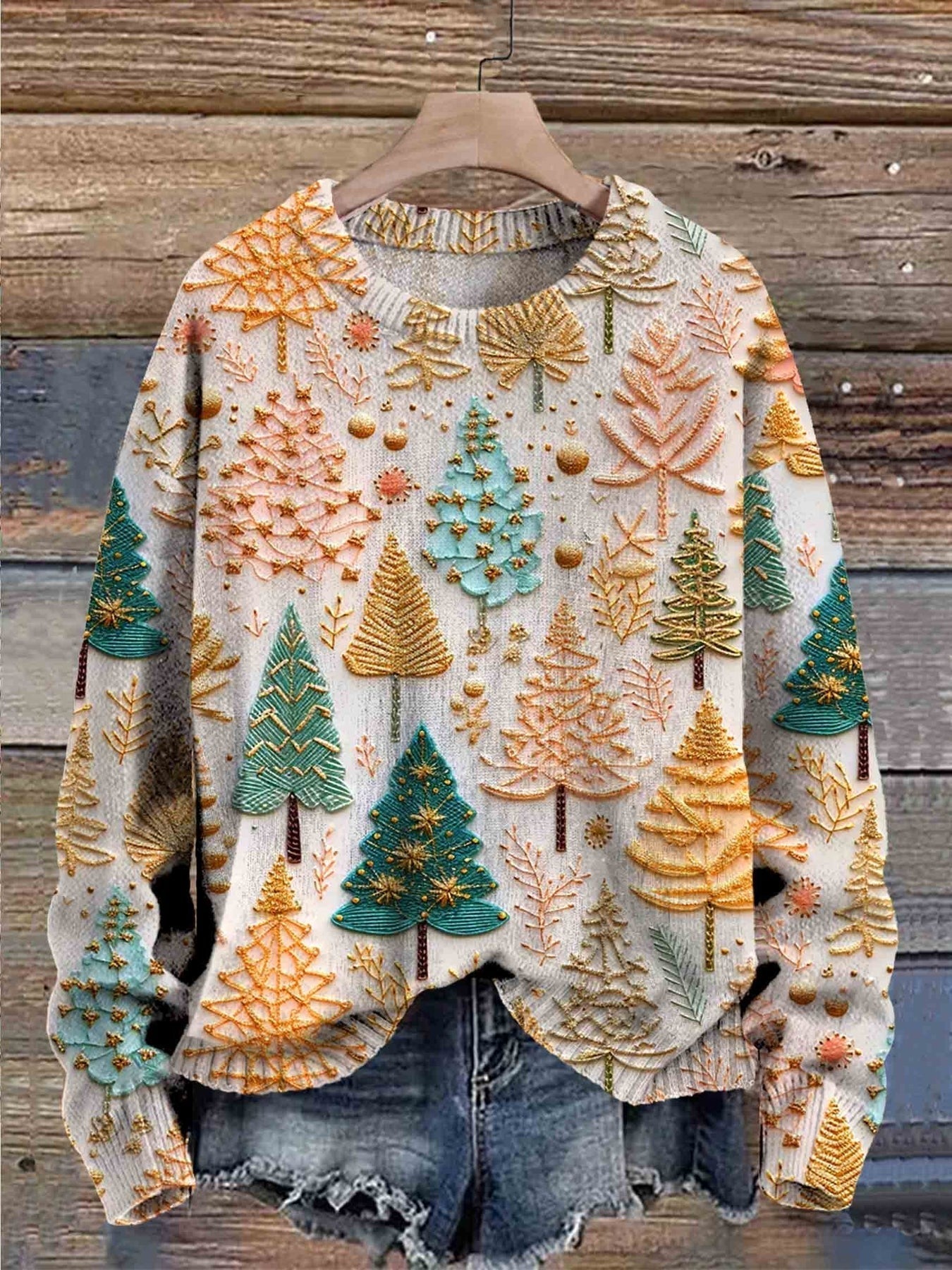 Diana™ | Knitted Sweater with Christmas Trees