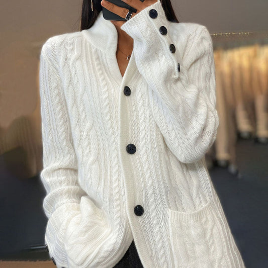 Casual Solid Colour Knitted Cardigan