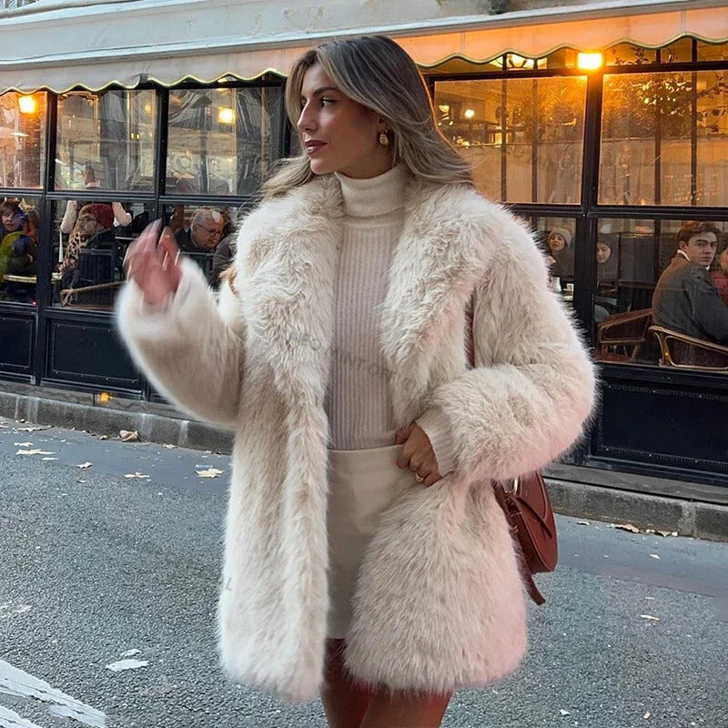 MIRANDA | Lapels Faux Fur Coat