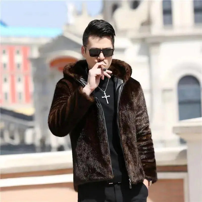 MARCO | New Winter Men Luxurious Faux Mink Coat