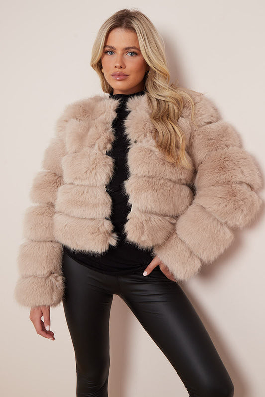 MIRANDA | Ultra Soft Beige Faux Fur Jacket