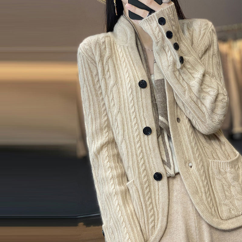 Casual Solid Colour Knitted Cardigan