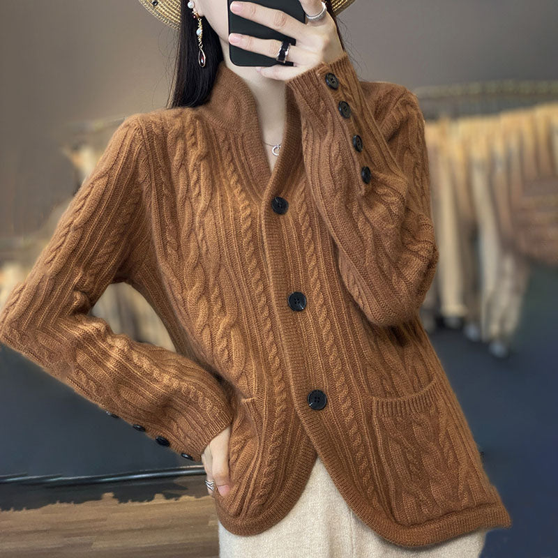 Casual Solid Colour Knitted Cardigan