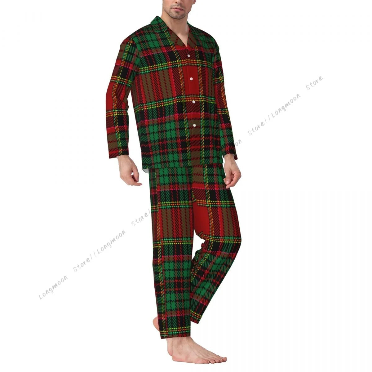 Pyjamassett for menn, julekatter, mønster 