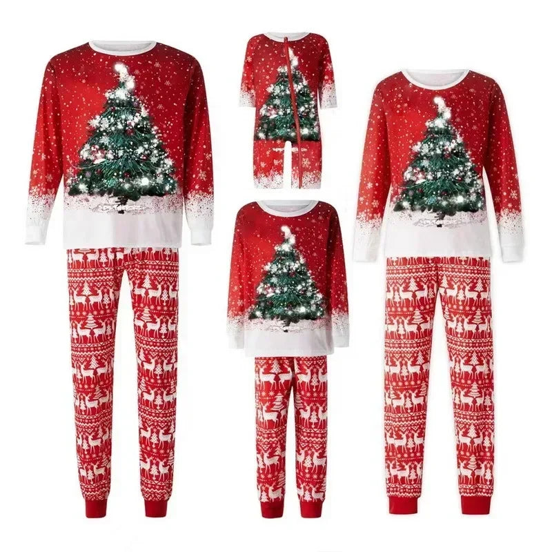 Julefamiliematchende pyjamas