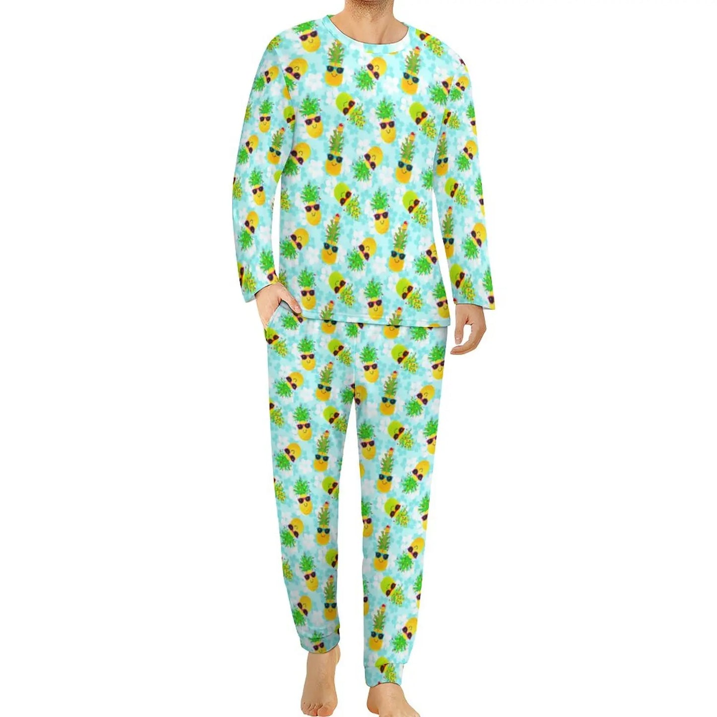 Nordisk julepysjamas Daglig todelt vintagetrykk Kawaii pyjamassett Herre Langermet Uformelt Grafisk Natttøy 3XL 4XL 5XL 