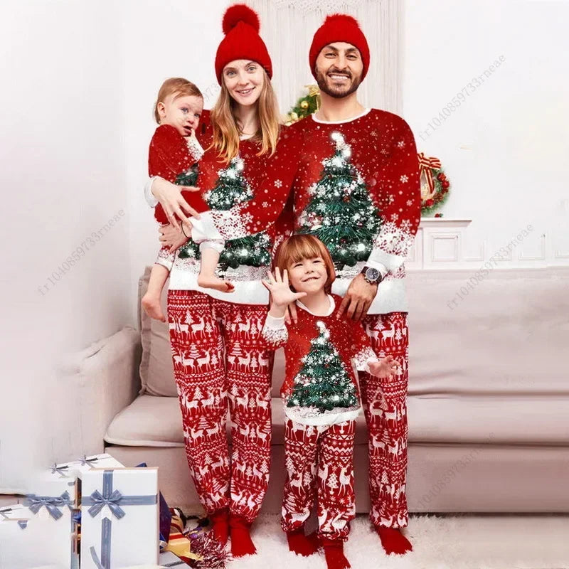 Julefamiliematchende pyjamas