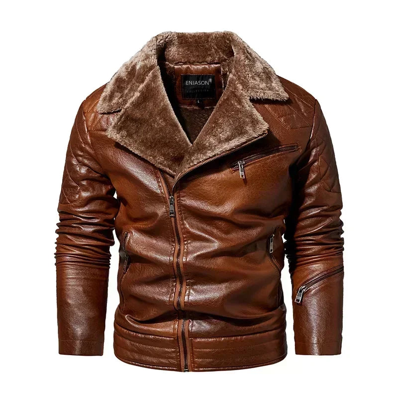 MARCO | Leather Jacket with Fur Collar