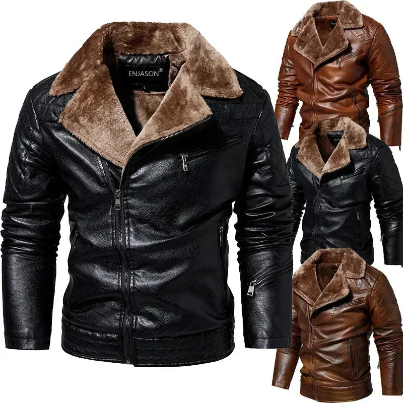 MARCO | Leather Jacket with Fur Collar