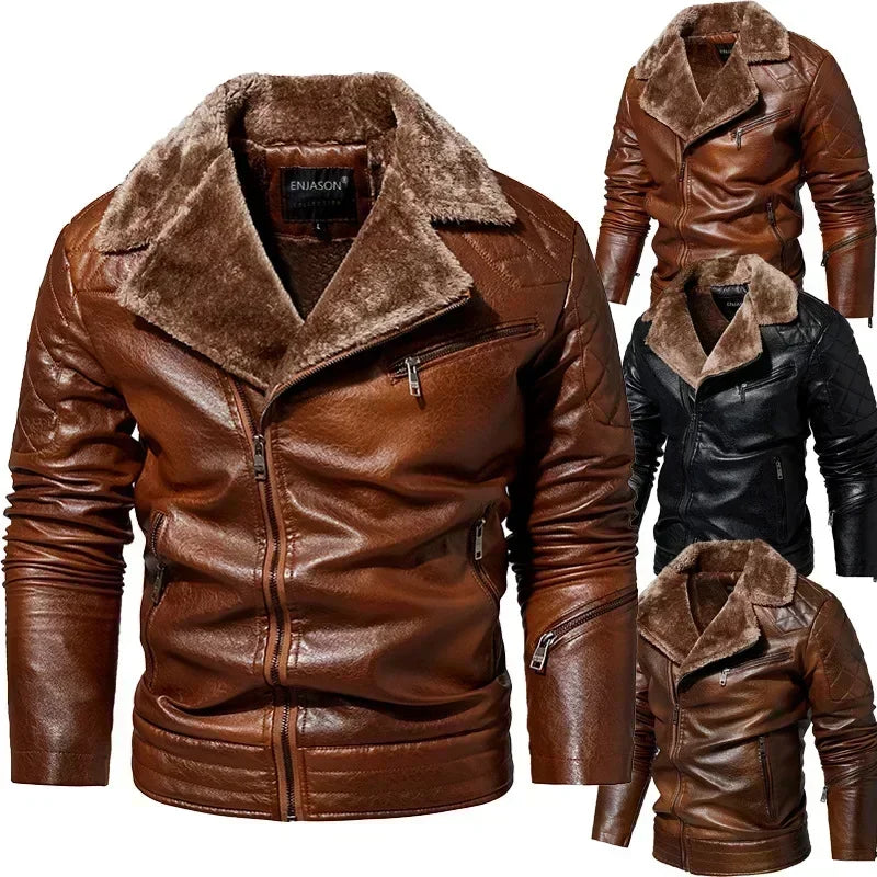 MARCO | Leather Jacket with Fur Collar