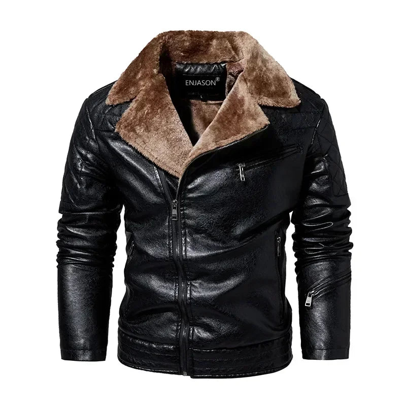 MARCO | Leather Jacket with Fur Collar