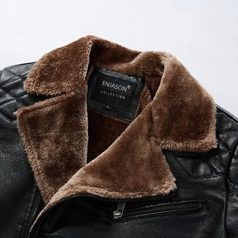 MARCO | Leather Jacket with Fur Collar