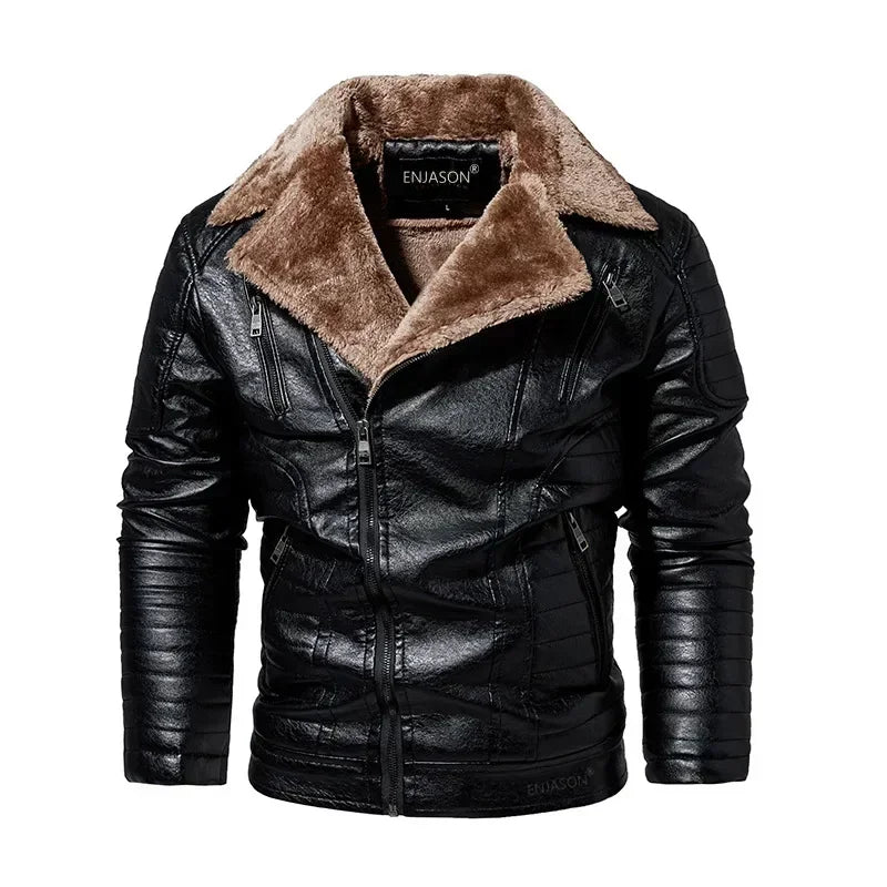 MARCO | Leather Jacket with Fur Collar