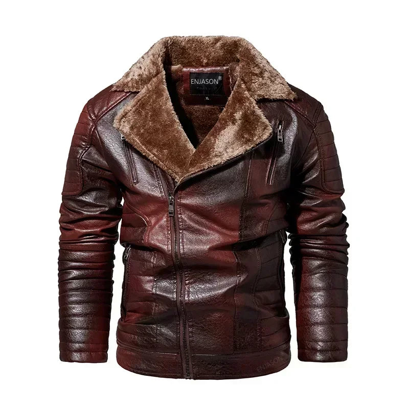 MARCO | Leather Jacket with Fur Collar