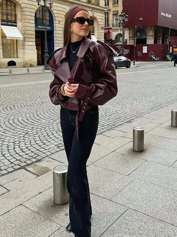 Elegant Red Leather Jacket