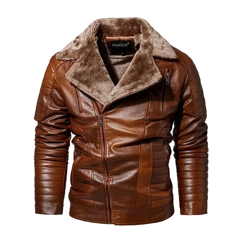 MARCO | Leather Jacket with Fur Collar