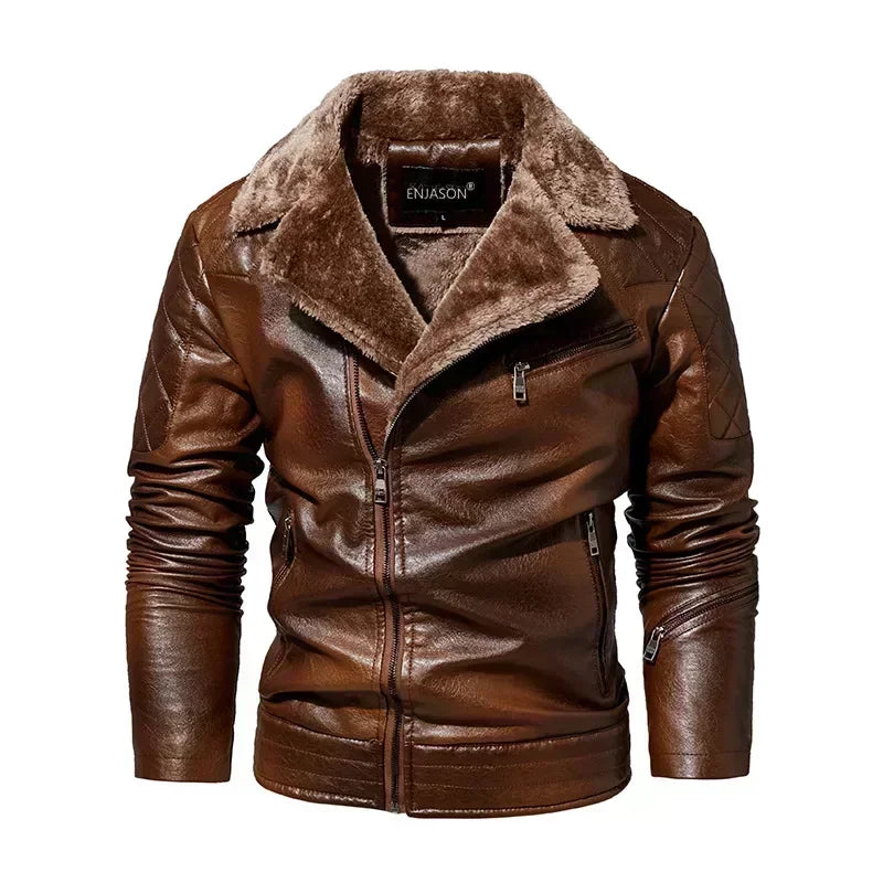 MARCO | Leather Jacket with Fur Collar