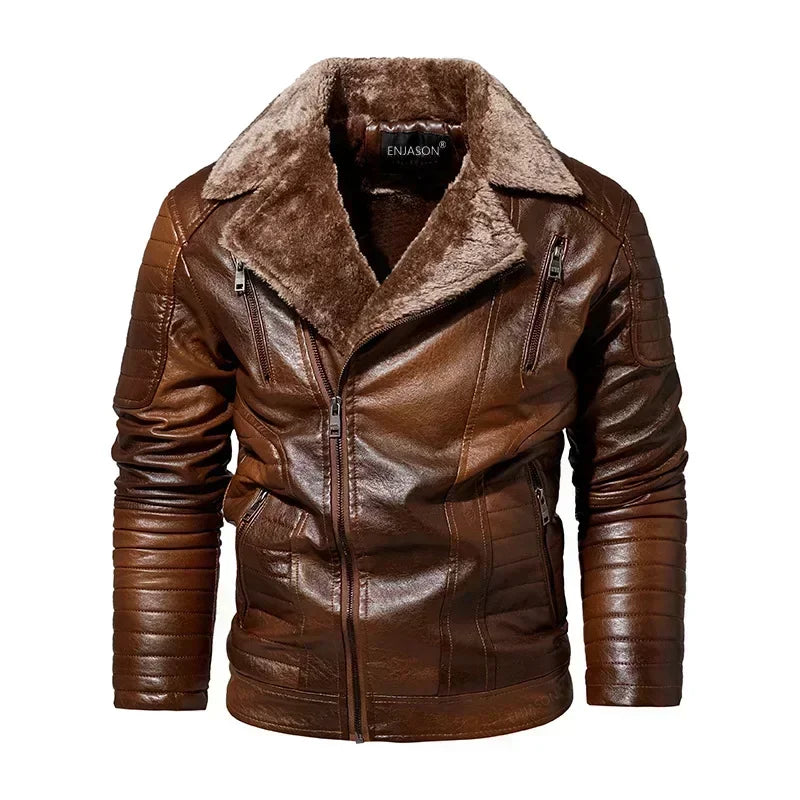 MARCO | Leather Jacket with Fur Collar